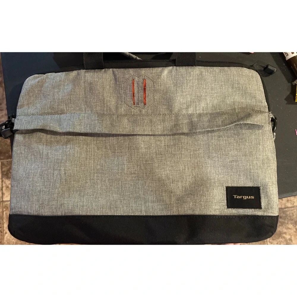Targus Laptop Messenger Bag Gray Black Heathered Slim Briefcase Shoulder Strap